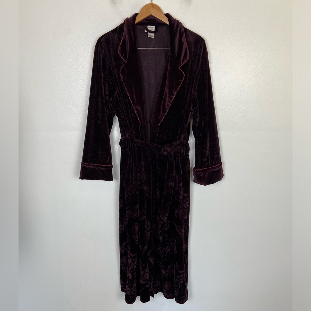 Jasmine Rose Women's Floral Velvet Robe L Purple 90s Whimsigoth Goth Long Sleeve - Picture 4 of 13